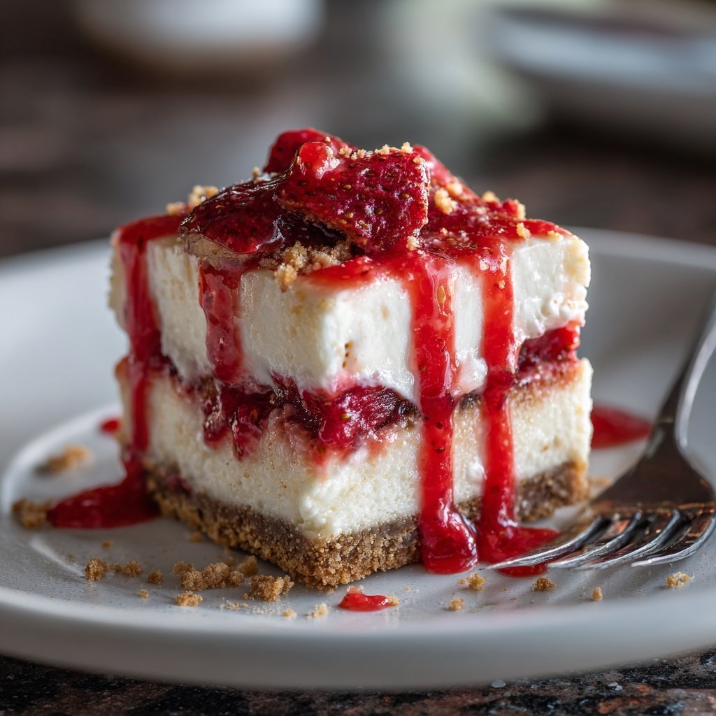 Strawberry Shortcake Cheesecake Bars